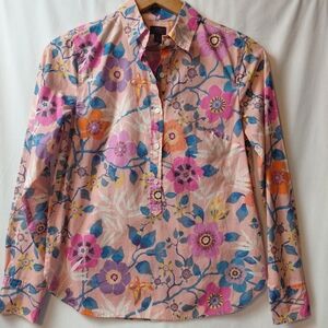 J Crew X Liberty Of London Classic Popover Shirt Women's Size 2 Pavilion Pink
